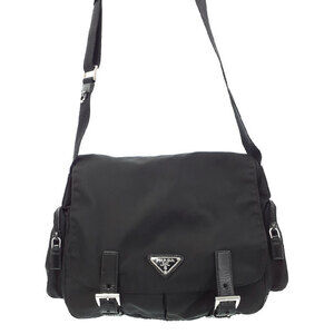 Prada Tessuto Crossbody messenger bag saffiano Leather Nero Black